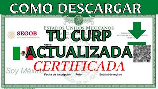 Cómo obtener tu nueva CURP certificada y verificada en línea [upl. by Stempien]