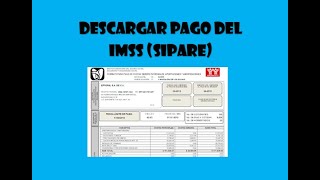 Como Descargar el pago del IMSS Línea de Captura SIPARE 2020 [upl. by Nannoc]