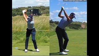 Justin Thomas golf swing  Long Iron faceon amp downtheline July 2017 [upl. by Wolcott]