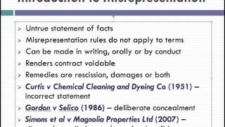 Misrepresentation Lecture 1 of 4 [upl. by Wehttan378]